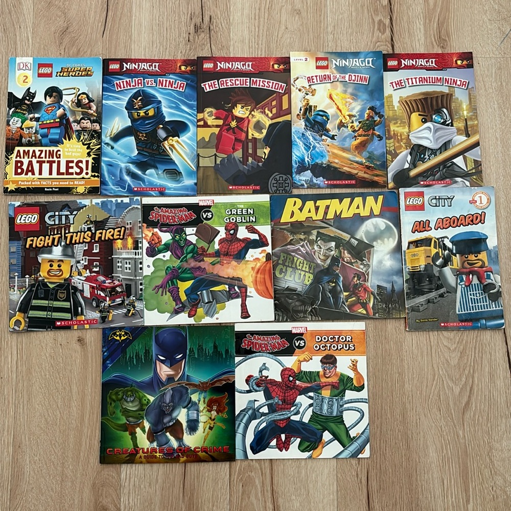 Lego Ninjago and Marvel books